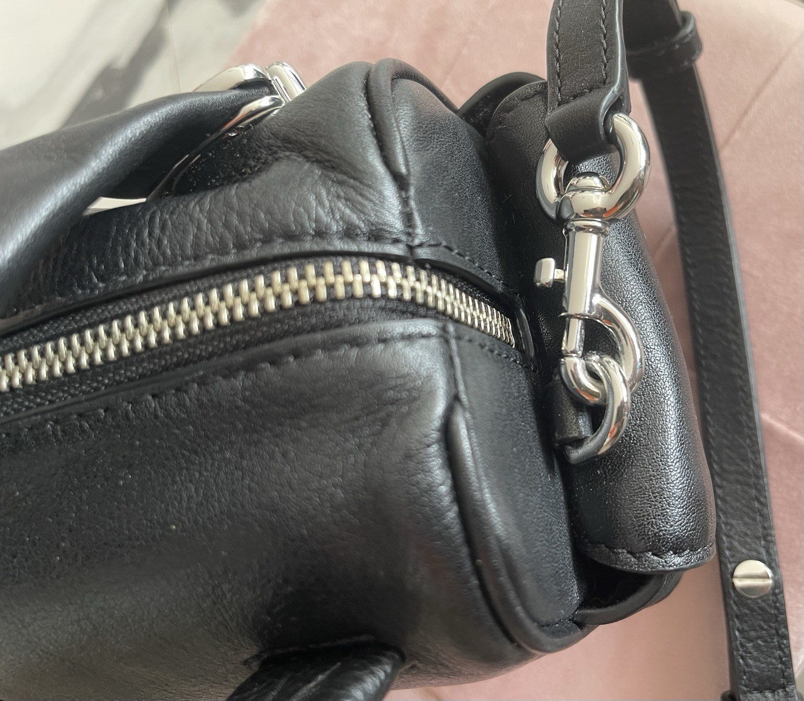 NWT MARC JACOBS Mini Pushlock Black Leather Satchel /Shoulder/Crossbody Bag $550
