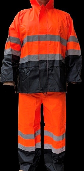 Orange Safety Rain-suit, Rain Jacket With Hoodie and Rain Pants