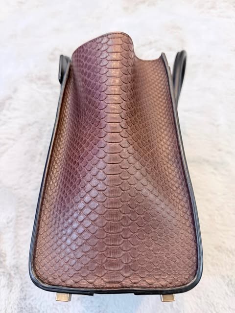Authentic Celine Luggage Phantom Bag Handbag Black Mint Python Leather