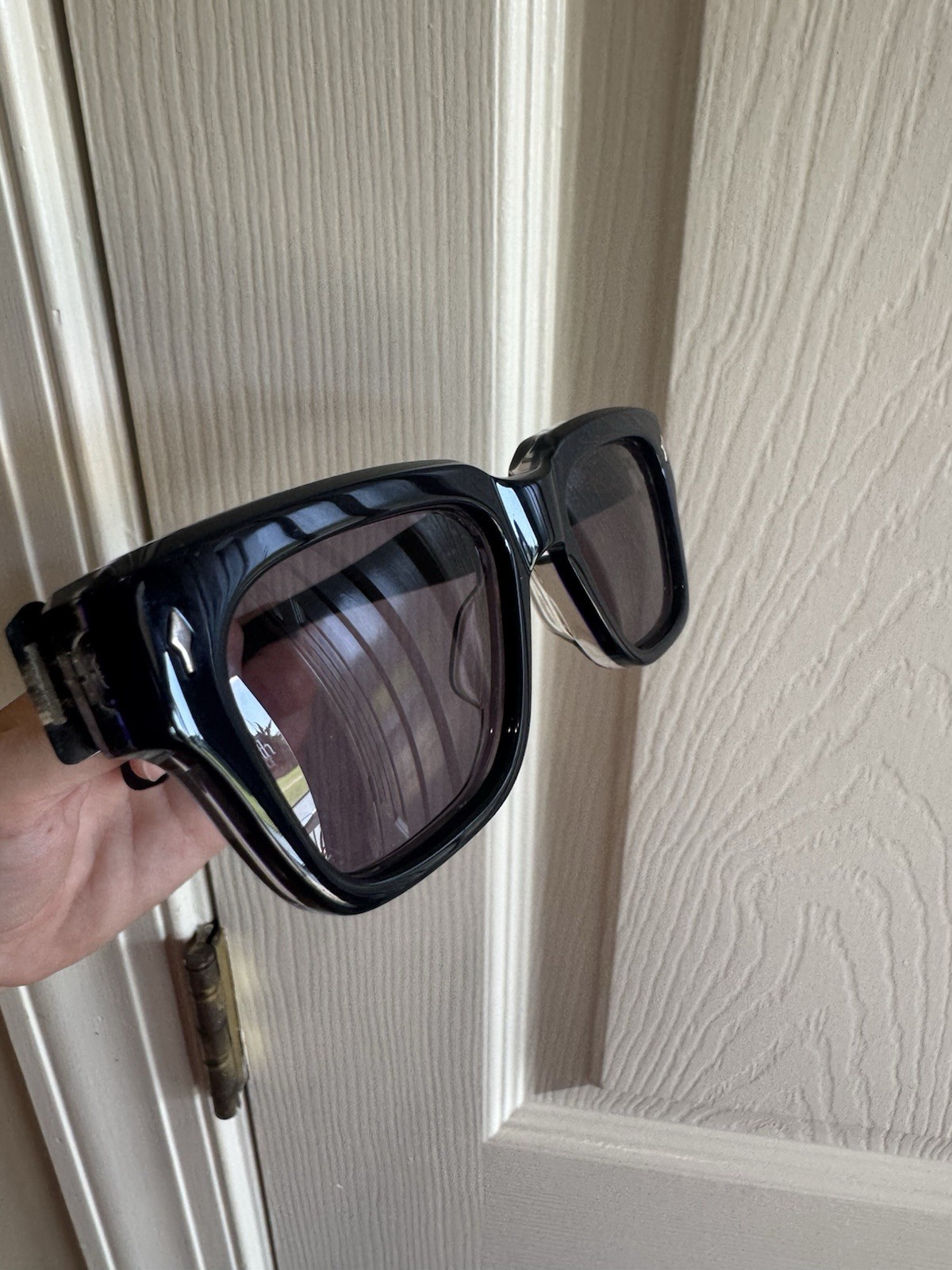 Jacques Marie Mage Molino Rectangle Sunglasses Black Acetate Tinted Gray UV400