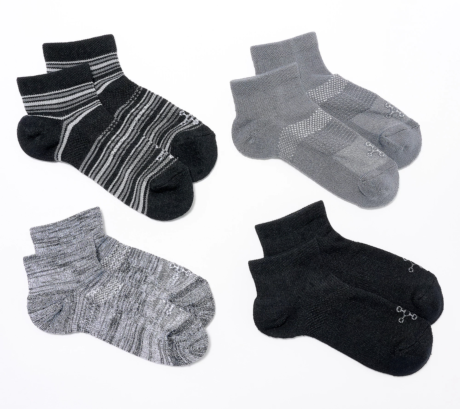 2 Pack Tommie Copper 4Pk UltraTemp & Ultraguard Ankle Socks – Basic Stripe Large