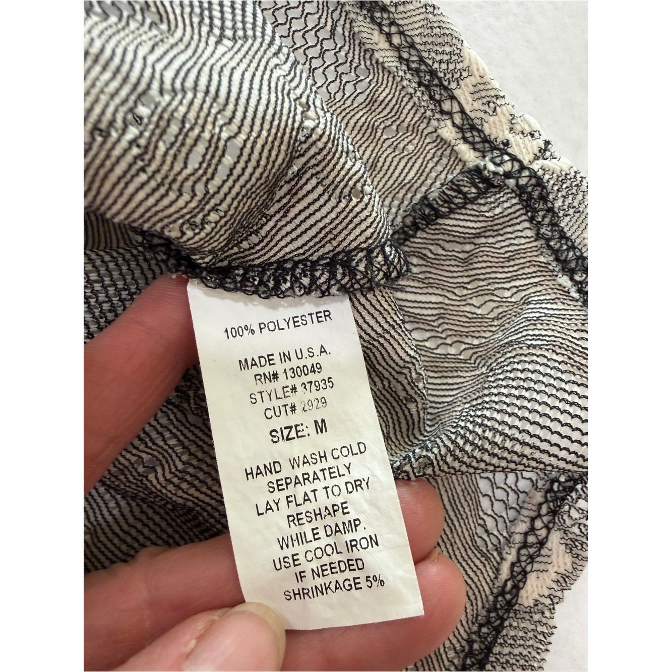 Vintage R Marks New York Sheer Lace Peplum Blouse Black Ivory Floral Mesh Top M