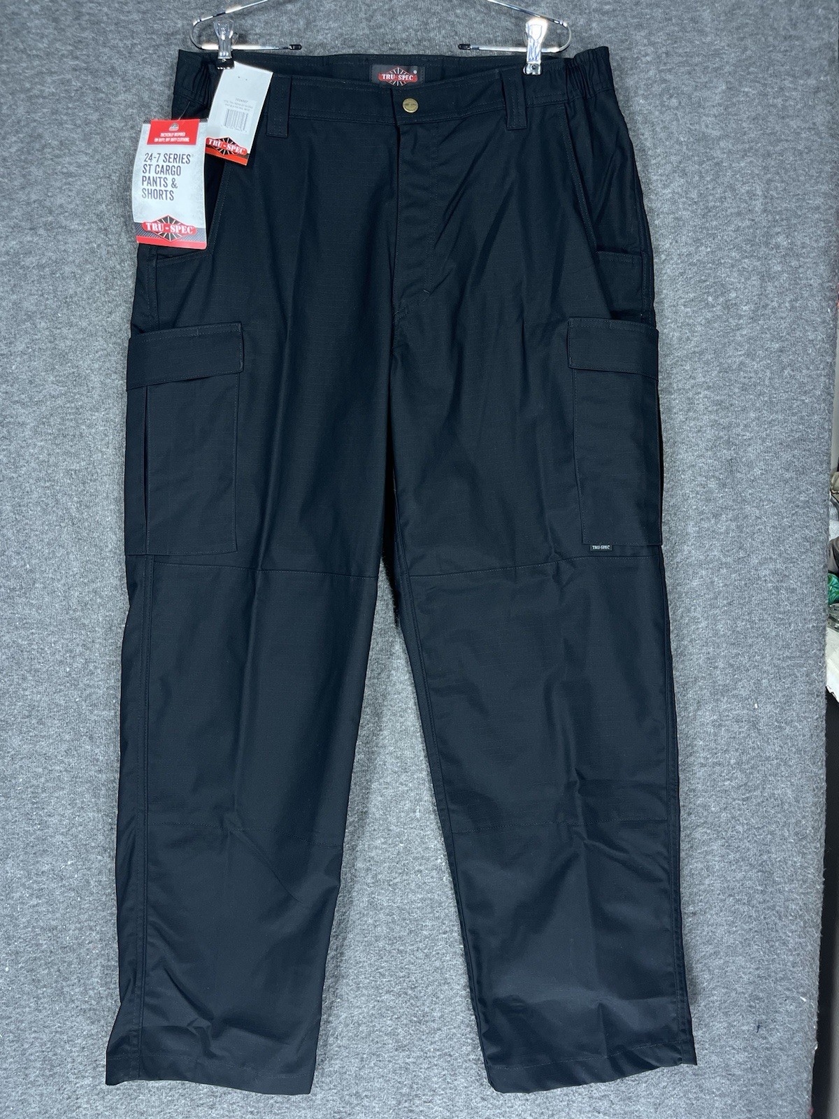 Tru-Spec 24-7 Series Tactical Cargo Pants Mens 38×32 Black RipStop Elastic Waist