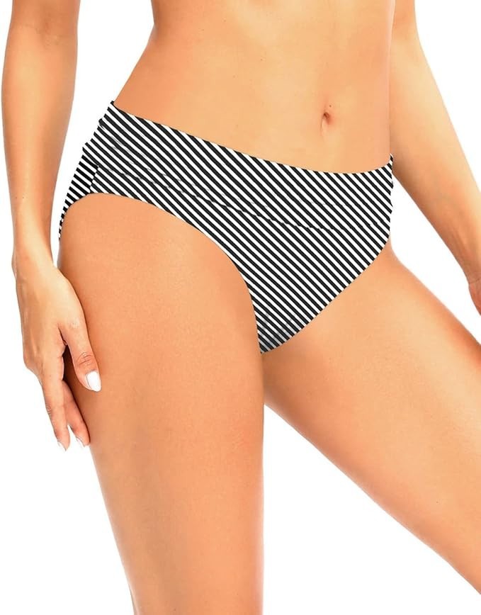 Zmart Women’s Full Coverage Ruched Bikini Bottoms Tummy Control Scrunch Ruffle M