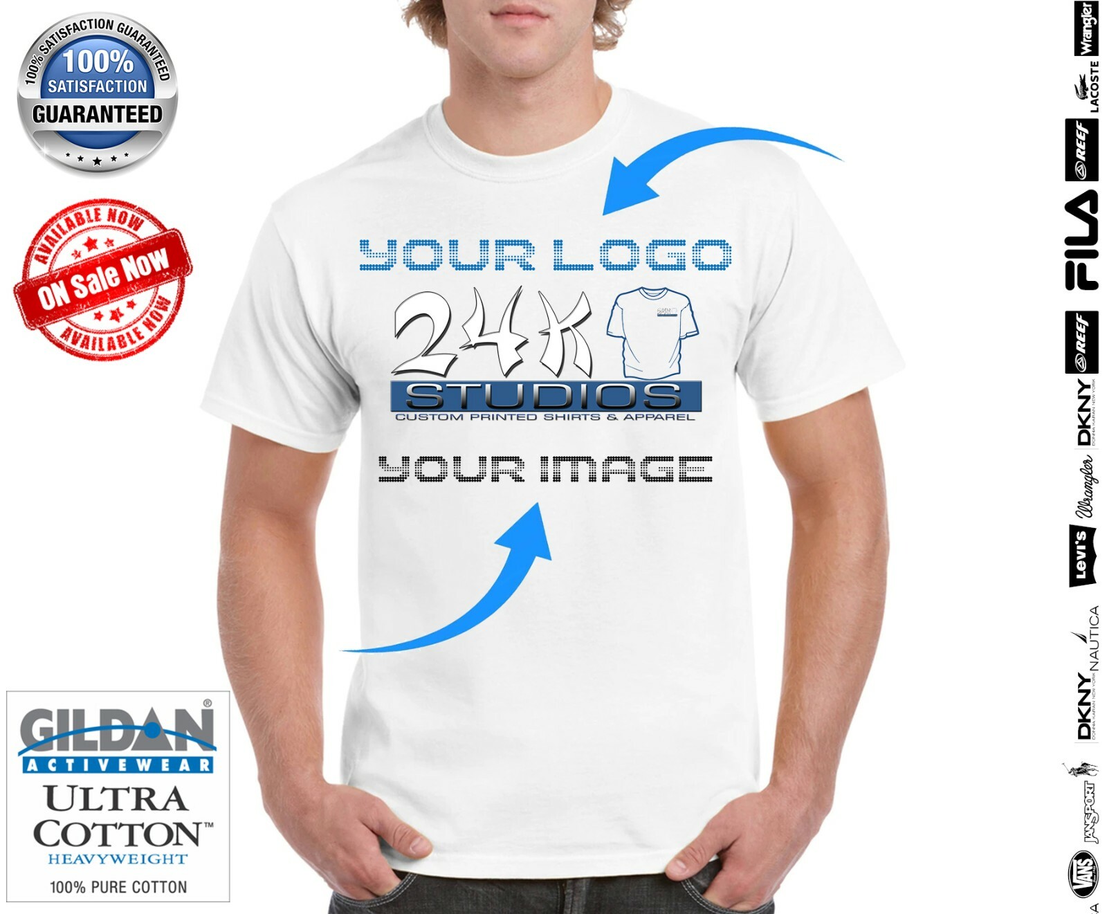 Custom Printed T-Shirts Gildan 100% Heavy 5.3oz Cotton S/M/L/XL