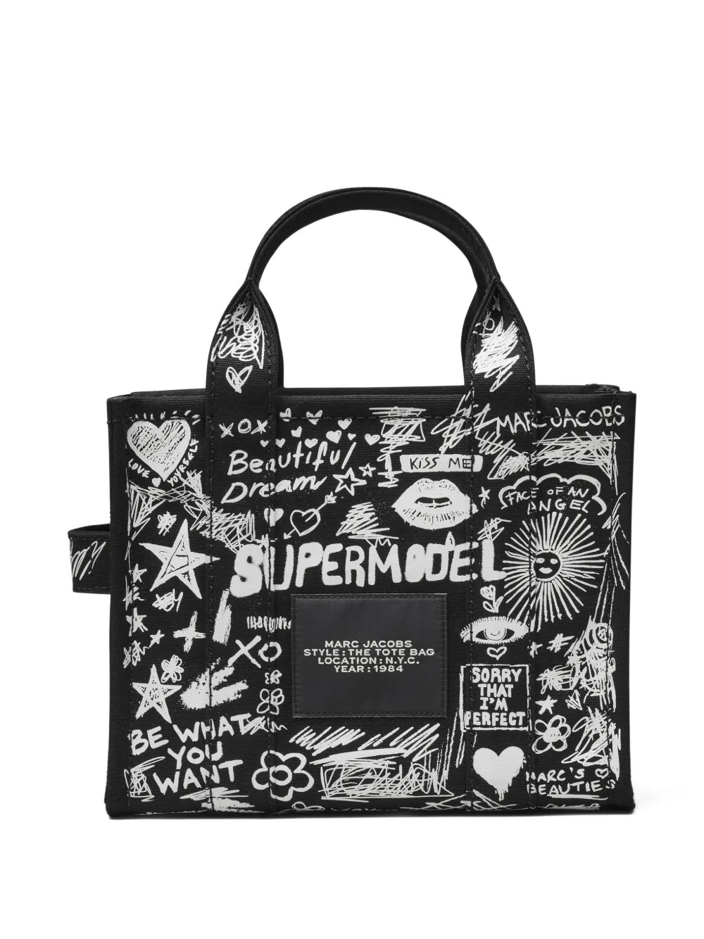 MARC JACOBS – Women Punk Scribble Canvas Small Tote Bag