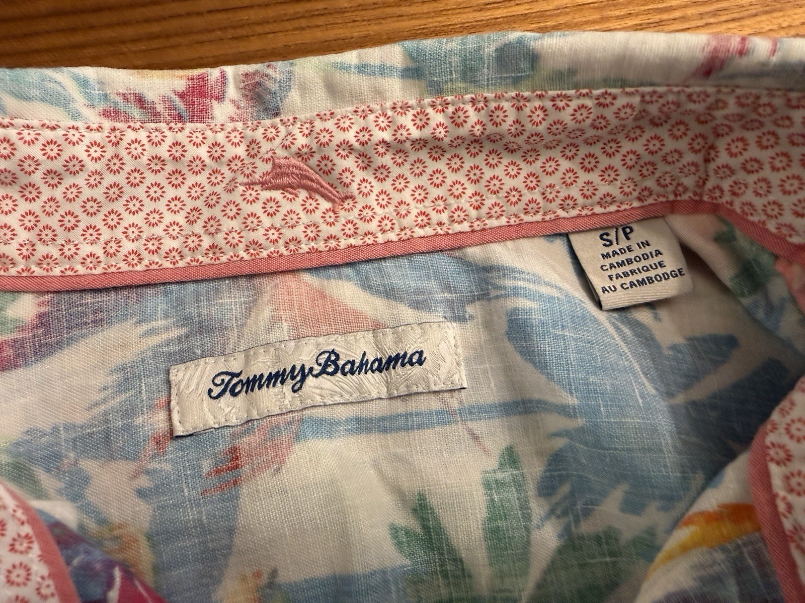 Tommy Bahama Reverse Print Linen Blend Tropical Palm Shirt Women’s Small