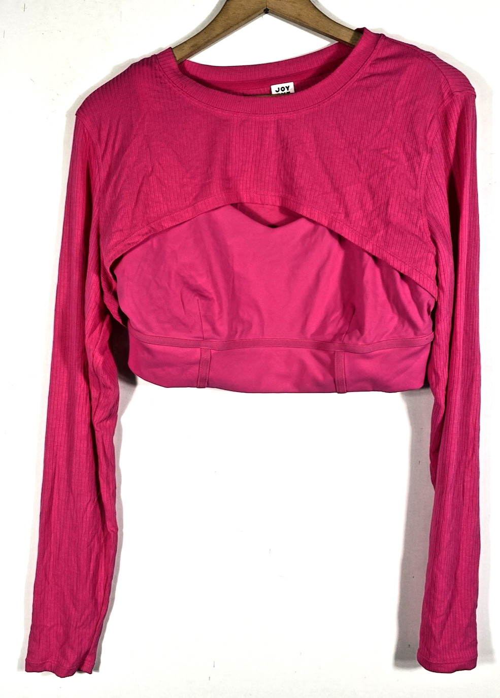 Joy Lab Activewear Set Size L XL Pink Crop Bolero Sports Bra Leggings Flare NEW
