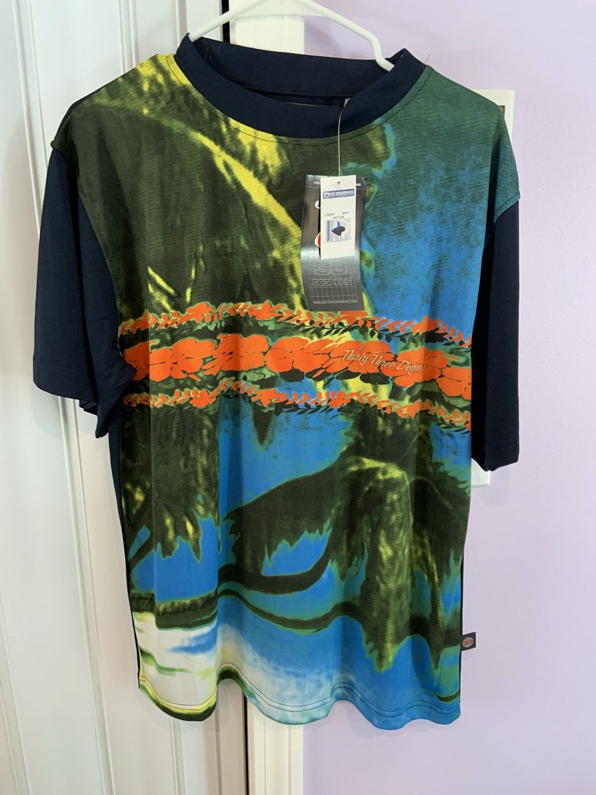 Vtg 33 Degrees Tshirt Beach Palm Trees Sz M Cool Graphics NOS NWT