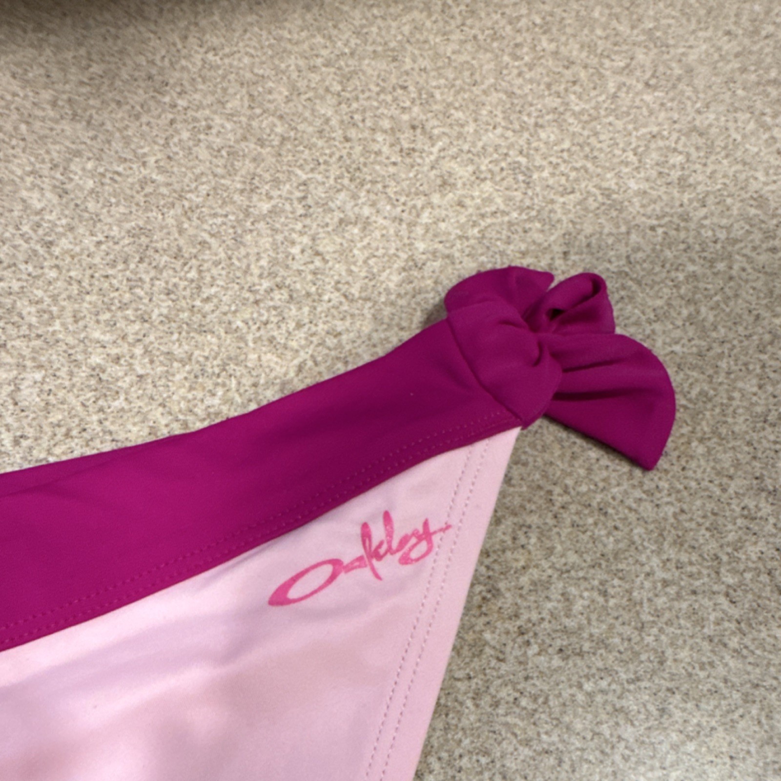 Oakley Women’s Bikini Bottom Solid Pink Purple Side Tie Stretch Lined M