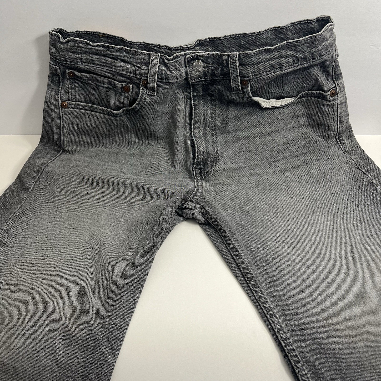 Levi’s 505 Mens Regular Fit Jeans 34×34 Gray Straight Leg Denim Pants