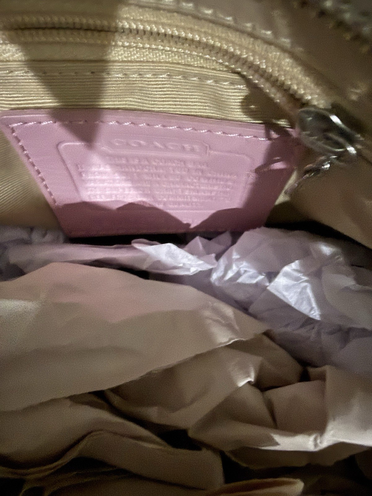 Coach Hamilton Pink/white Pebbled Leather Hand Bag F13084