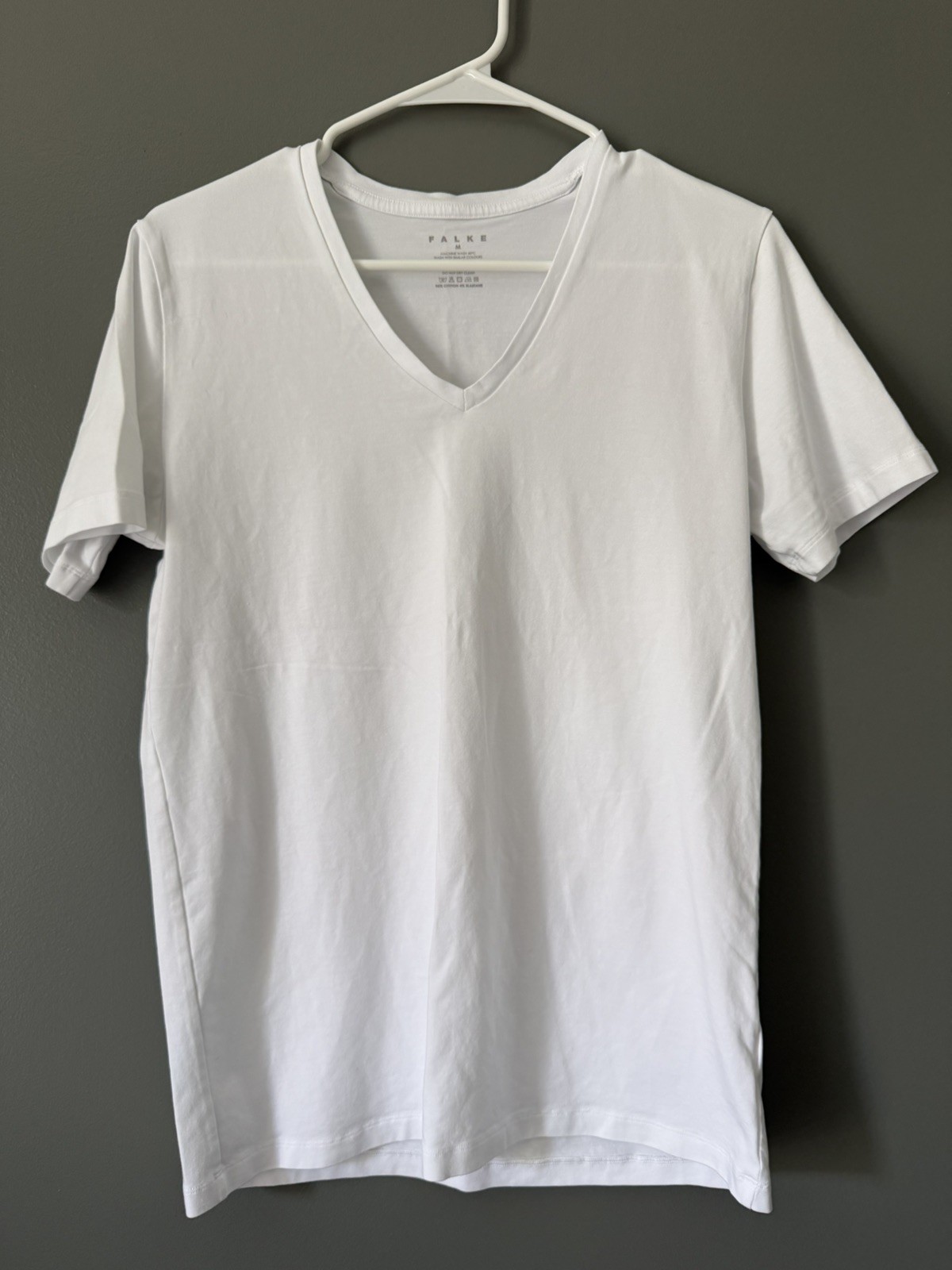 Falke Daily Comfort White M Mens V-Neck T-Shirt Cotton *Pack of 2*