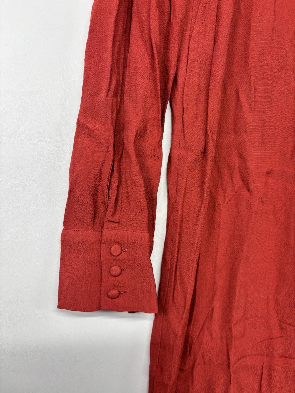 Madewell Red V-Neck Button Front Long Sleeve Shift Short Dress Viscose M