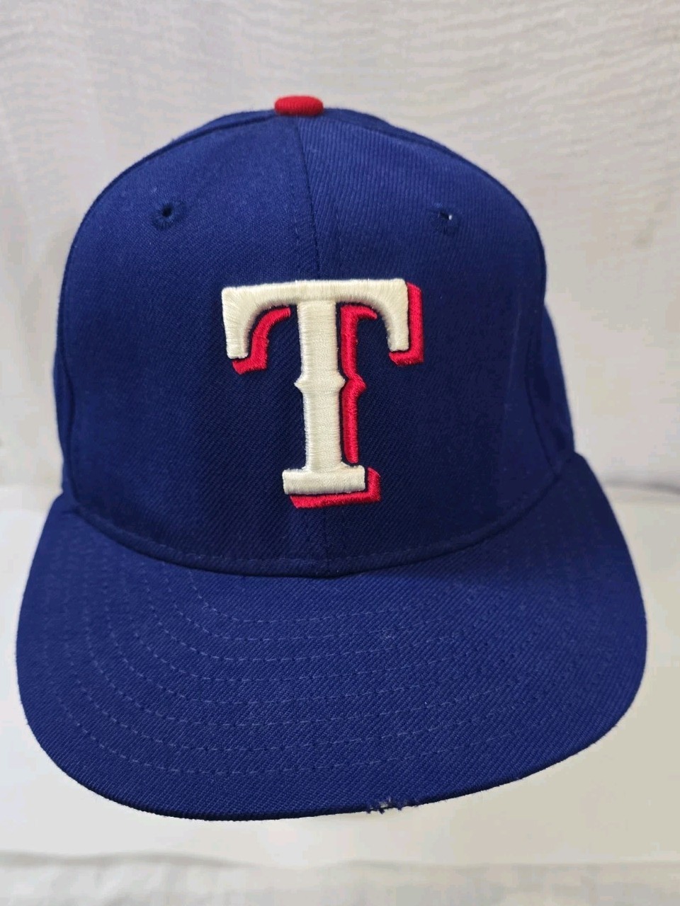Vintage New Era 59FIFTY Texas Rangers Fitted Hat 7 1/4 Blue Wool USA Preowned