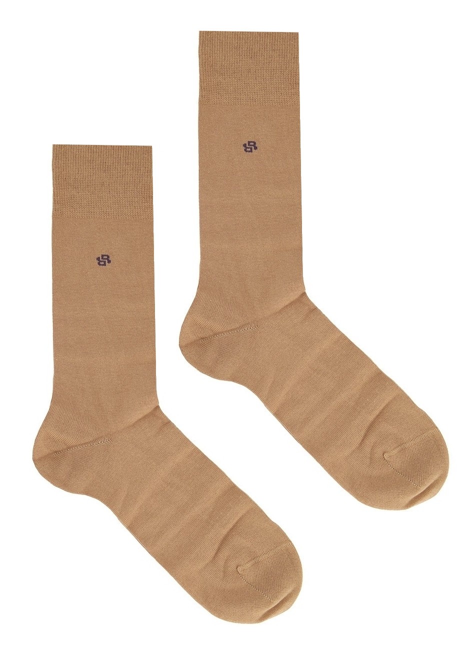 HUGO BOSS | Mens Beige Logo Solid Formal Dress Socks | One Size UK 6-11 EU 40-46