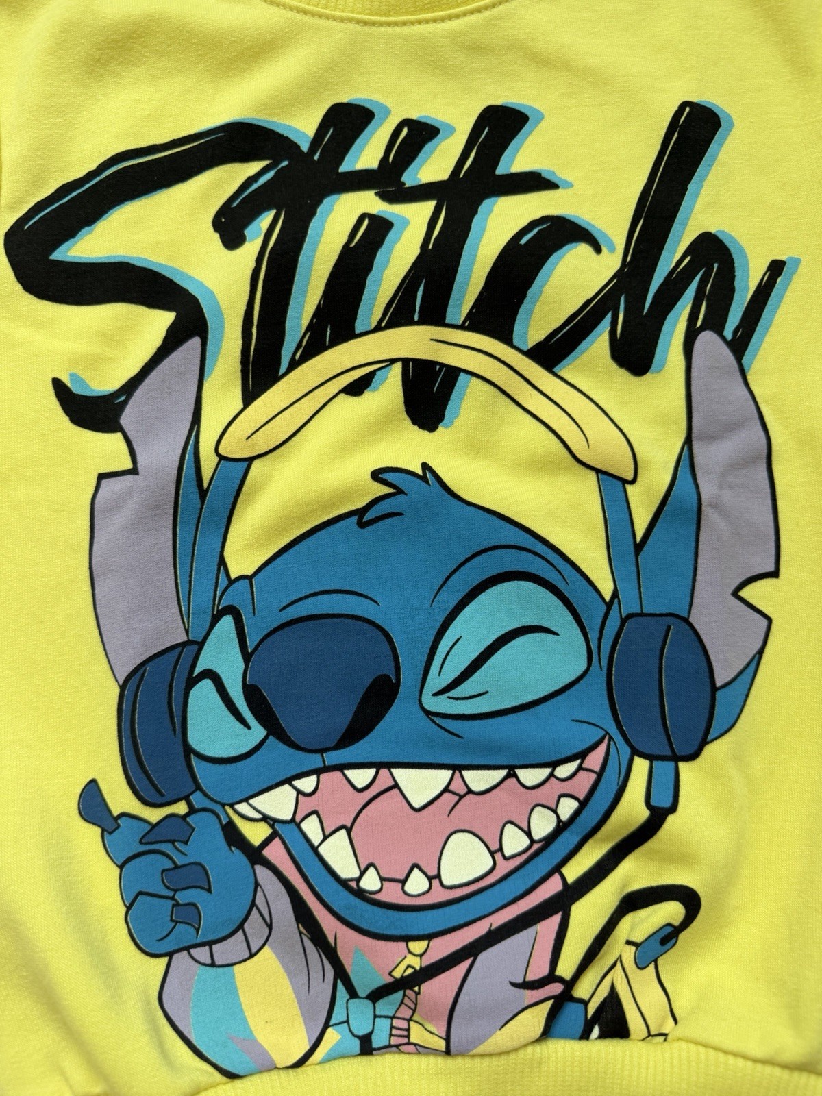 Stitch Lilo & Stitch Yellow Graphic Print Crewneck Pullover Sweatshirt 2T