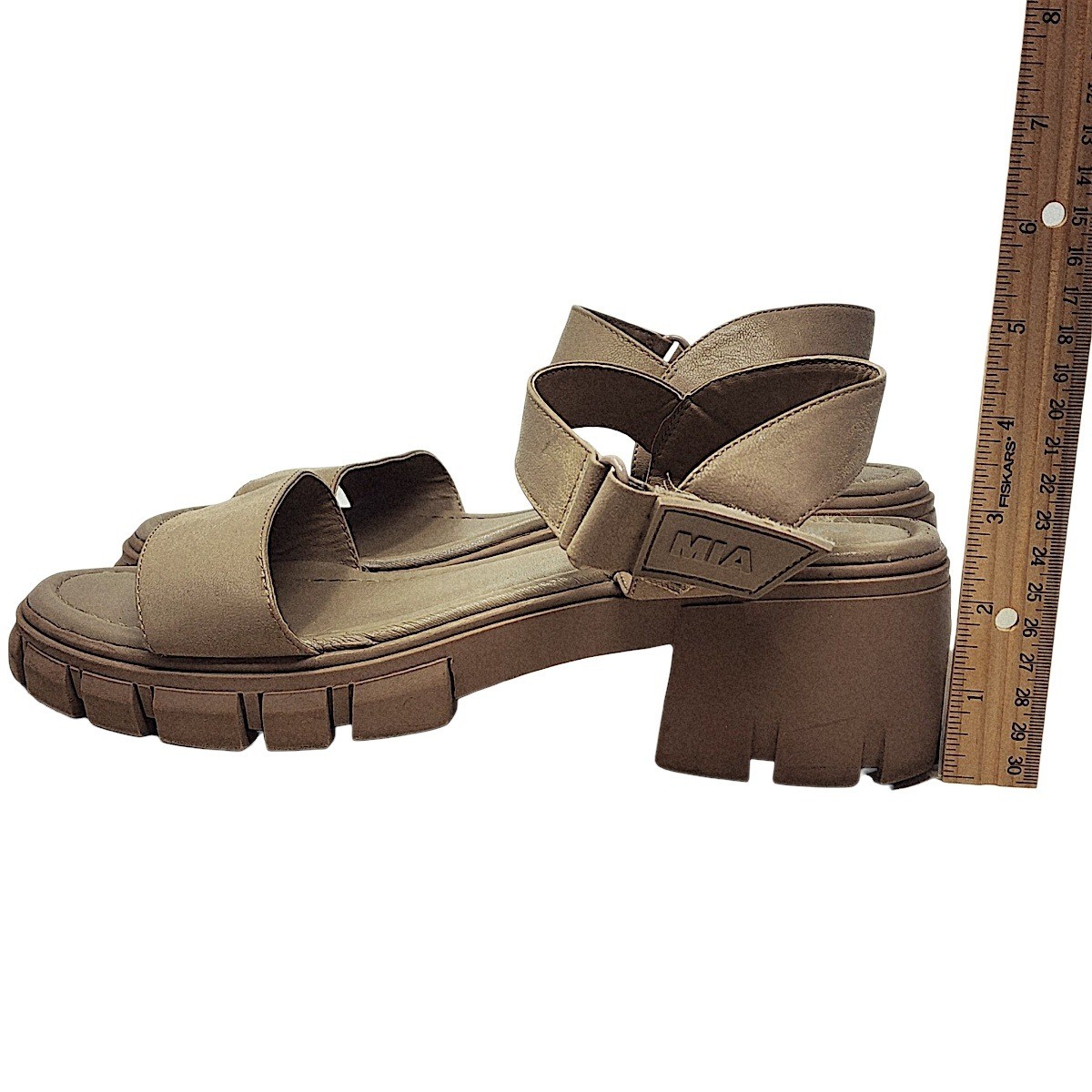 MIA Sandals 10 Wom Skyler Taupe Chunky Lug Sole Platform Block Heel Y2K Festival
