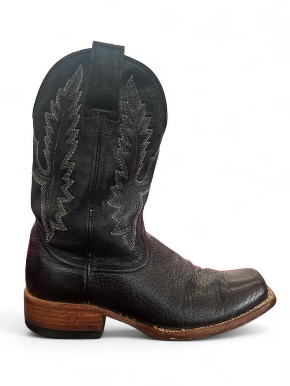 Gavel Handmade Bullhide Black Leather Square Toe Western Boots Mens Size 8.5 EE