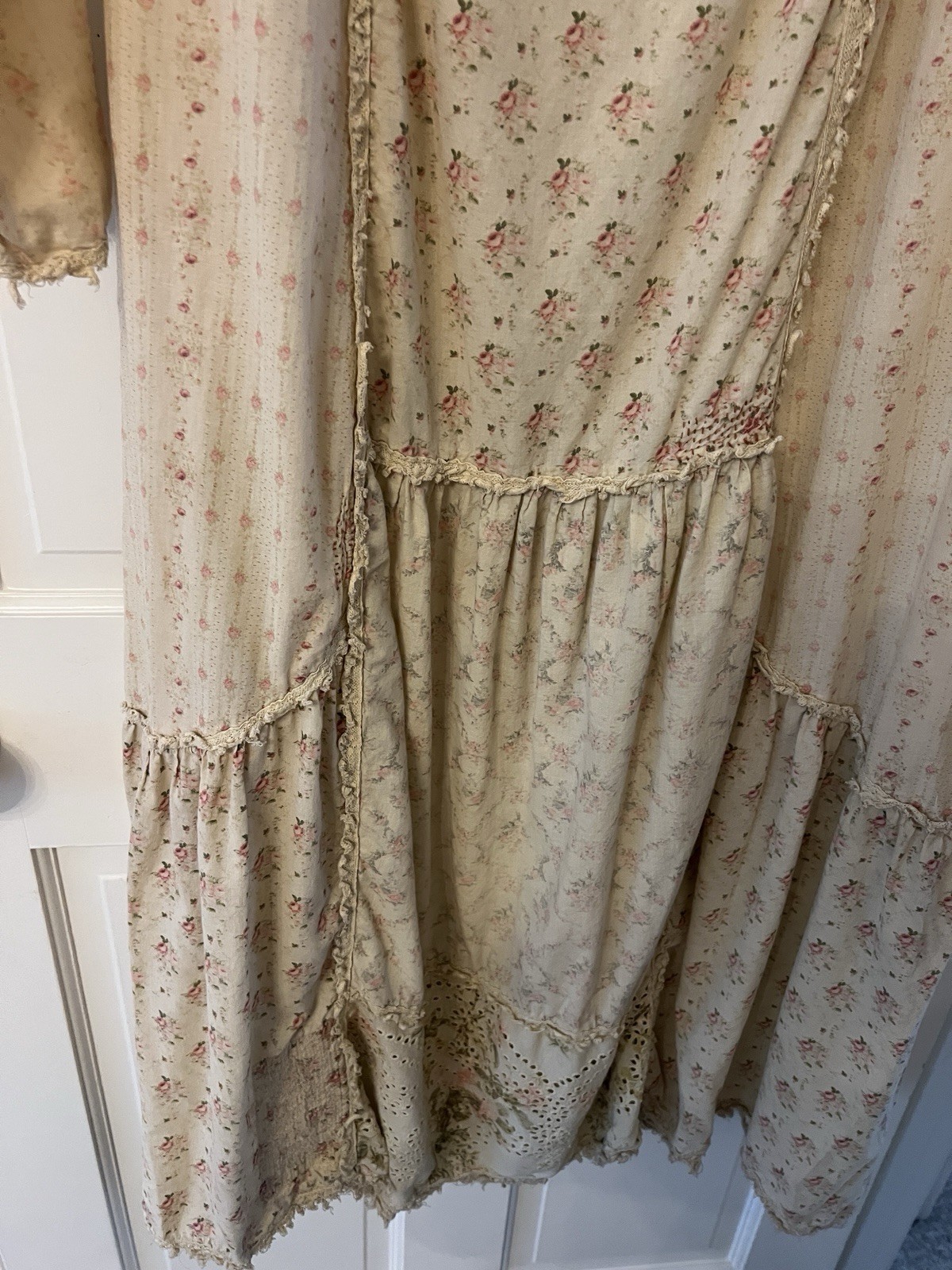 Magnolia Pearl Floral Eyelet Maxi Dress Square Neck One Size