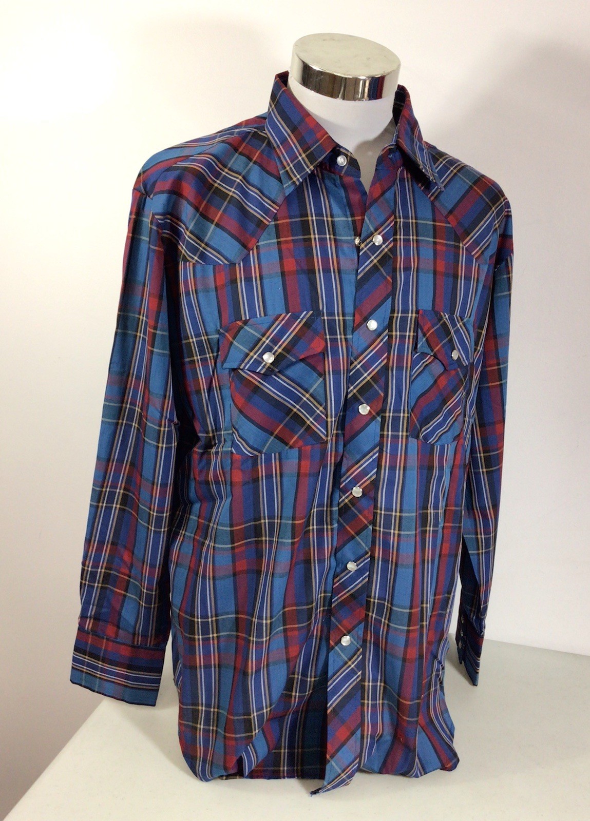 Plainsman Vintage Plaid Western Snap Shirt Mens XL NEW