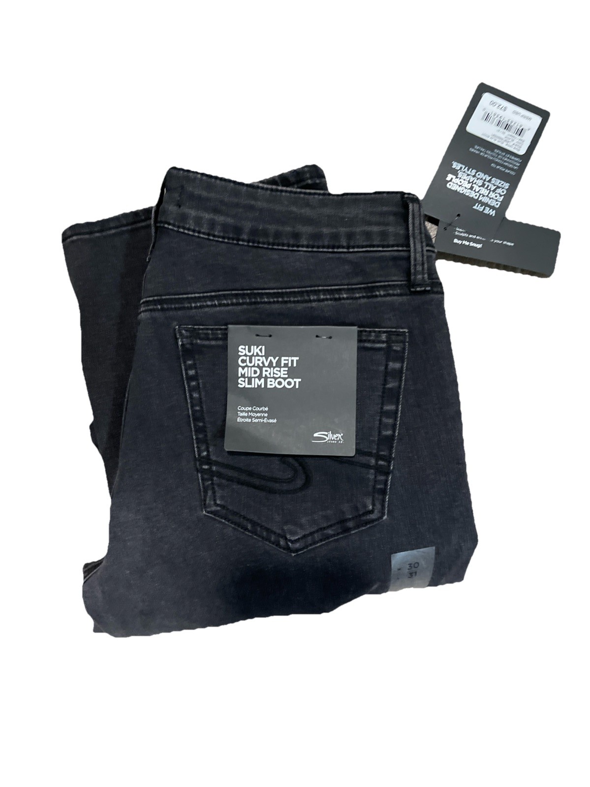 Silver Jeans Women’s W30/L31 Black Suki Slim Bootcut Mid Rise Curvy Casual Pants