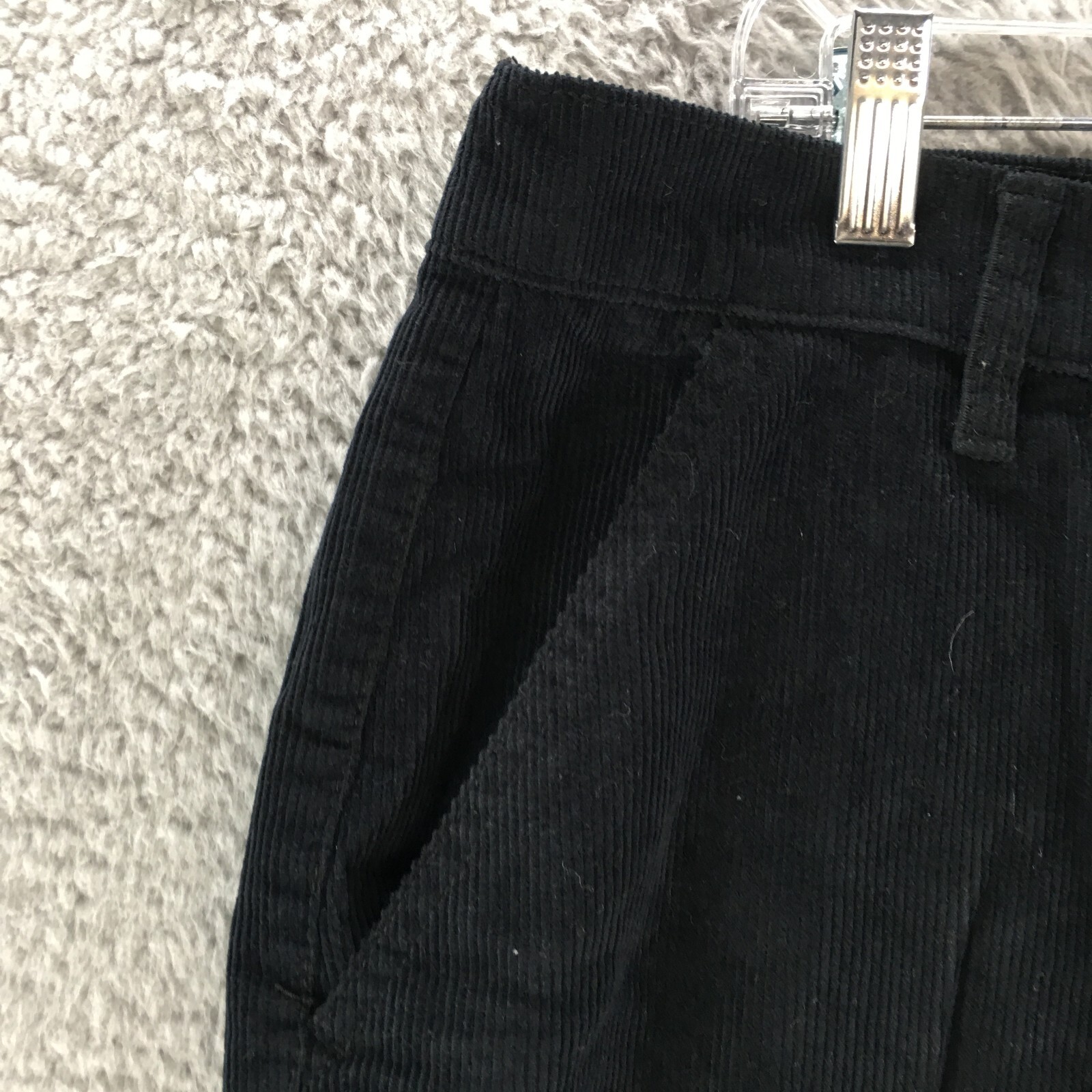 Man BoohooMan Corduroy Carpenter Pants Mens 36 Black Slash Pockets Mid Rise