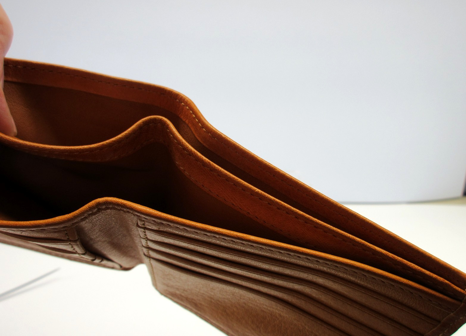 Wallet Mens Smooth Leather Bifold Leather Lining NEW TAN