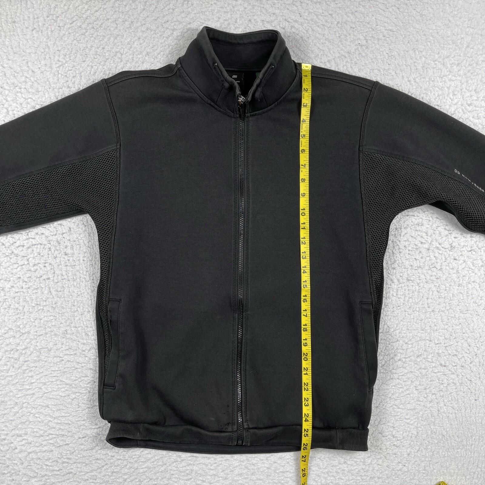 G Star Raw Jacket Mens Medium Black Streetwear Casual Moto Track Distressed Worn