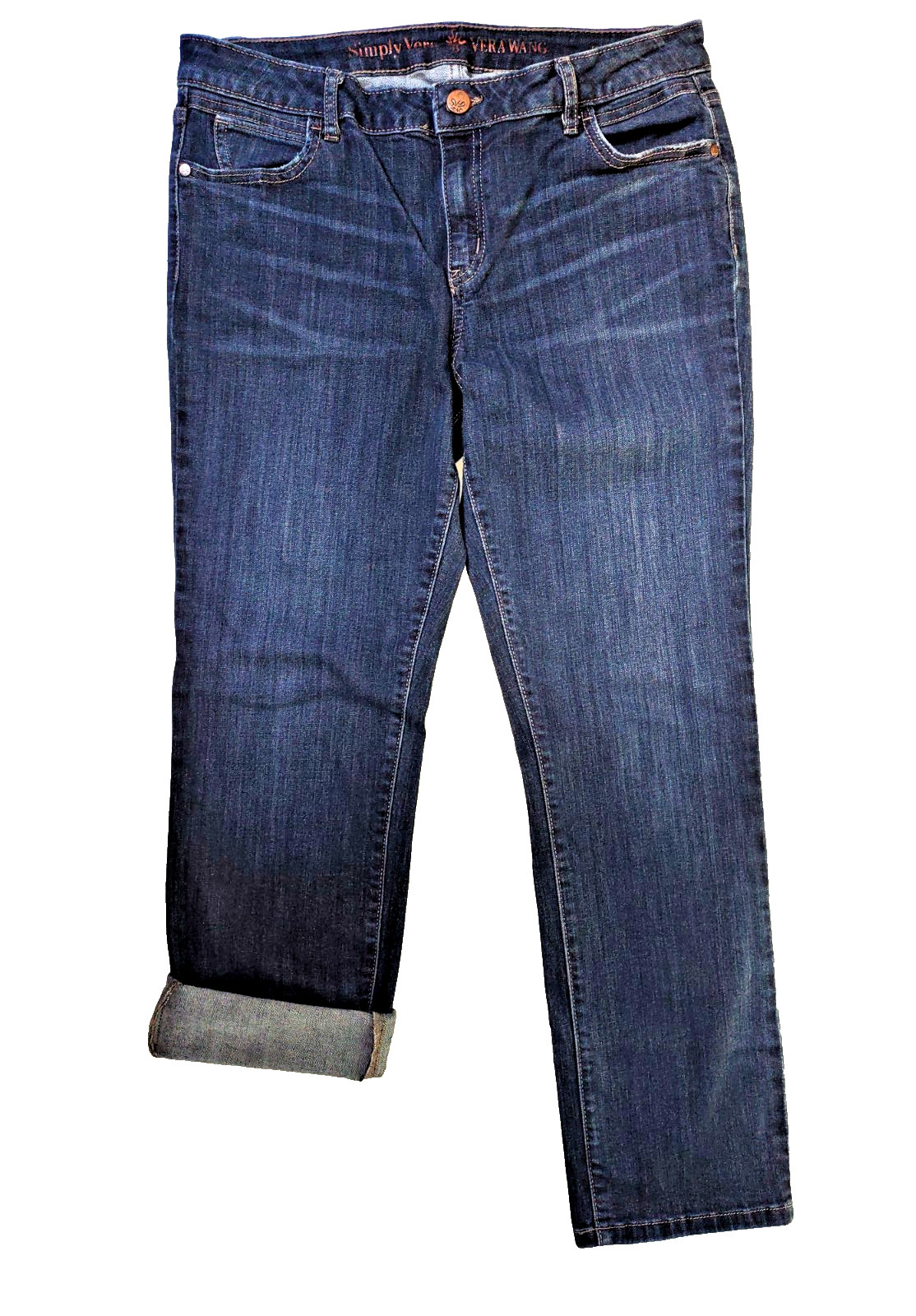 SIMPLY VERA VERA WANG Roll Cuff Dark Wash Capri Jeans Women’s size 12