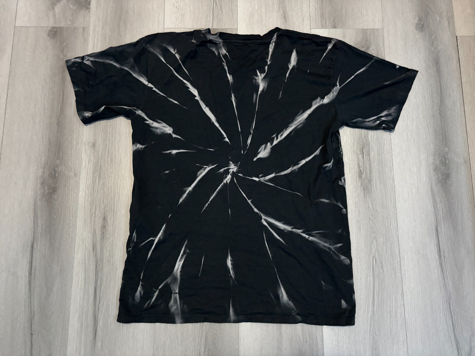 CELINE Homme Tie-Dye Logo Print T-Shirt Black White Cotton Jersey Size Small