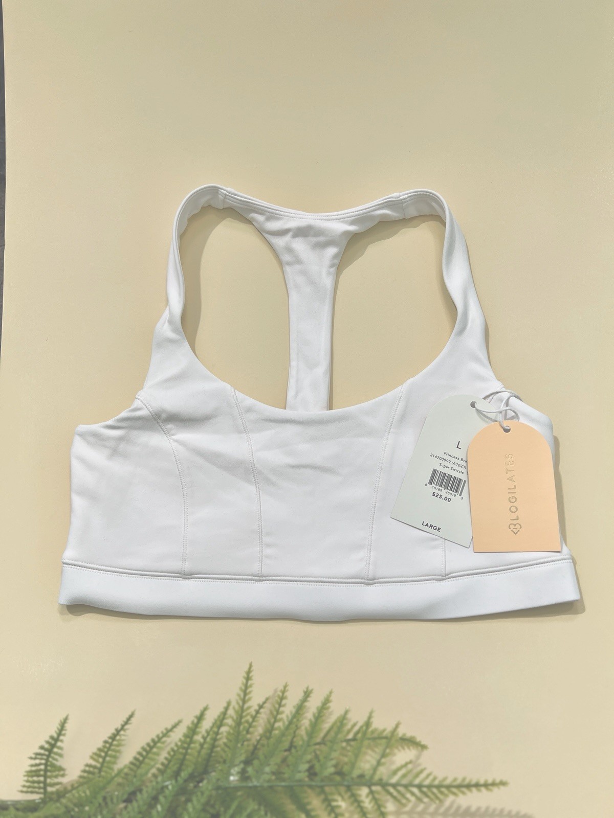 Blogilates Princess Bra Size LARGE Sugar Swizzle Cream Top Workout NWT