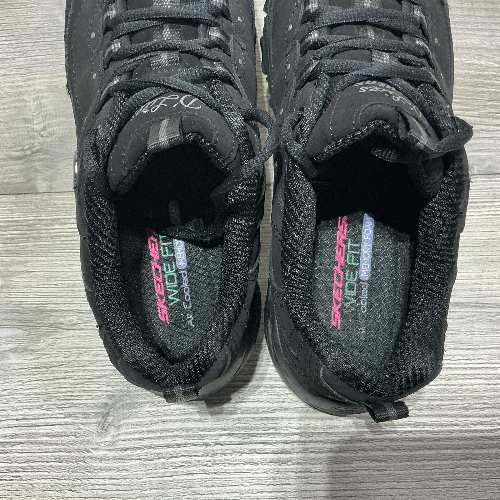 Skechers D’Lites Play On Black Womens Size 9 Wide Fit Sneakers 11949W
