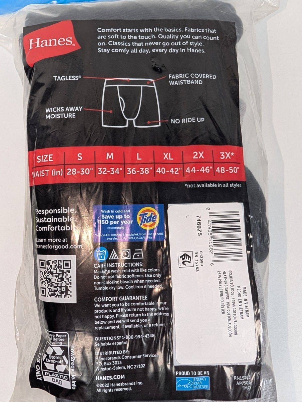 Hanes Mens Boxer Briefs 5 Pack Large 36-38 Tagless Cool Comfort Moisture Wicking
