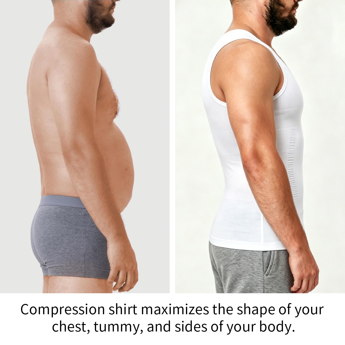 Men Compression Workout Tank Tops Slim Body Shaper Vest Tummy Control Shapewear