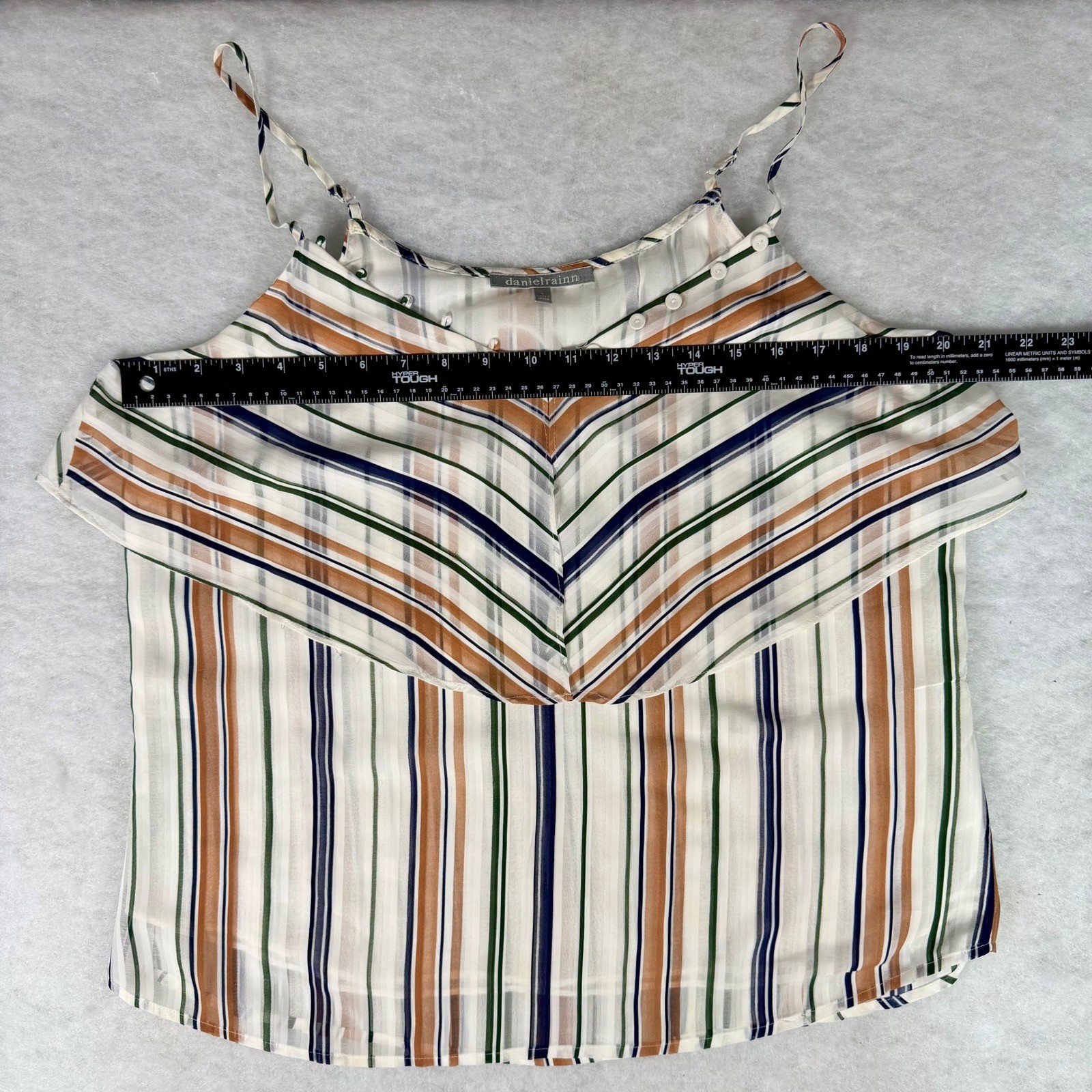 Daniel Rainn Striped Ruffle Camisole Large Sheer Lightweight Boho