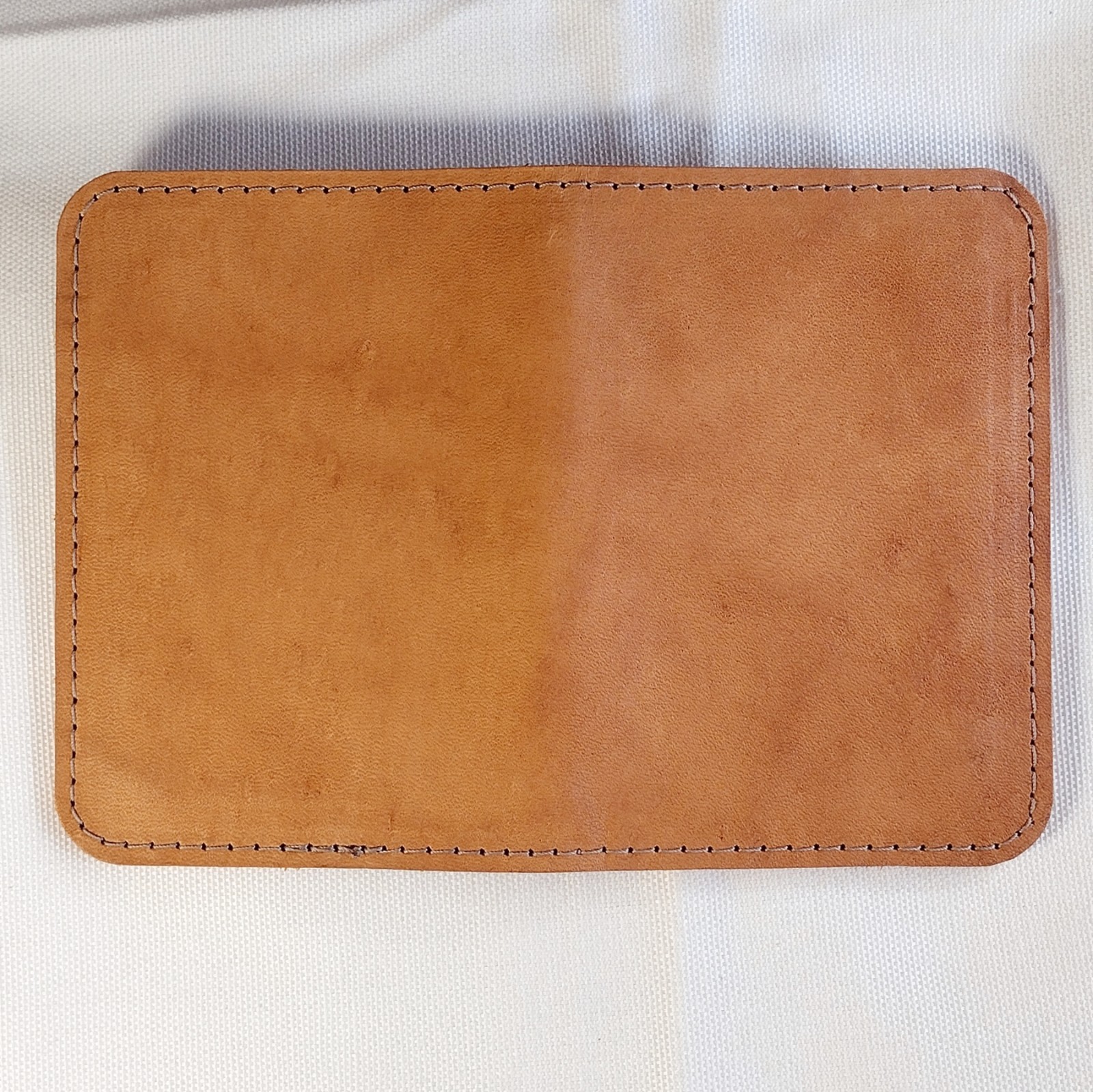 handmade 100% real leather wallet aged natural veg tan vertical bifold