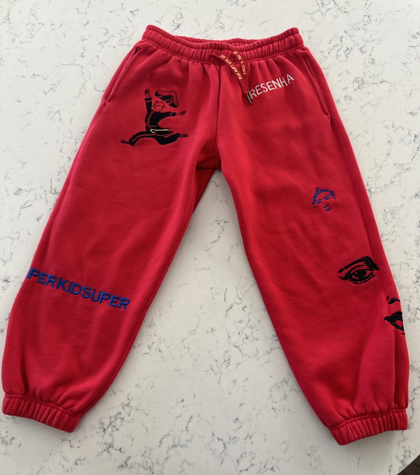 Kidsuper Studios Embroidered Stitch Drawstring Sweatpants Small 30W Tagged L 34