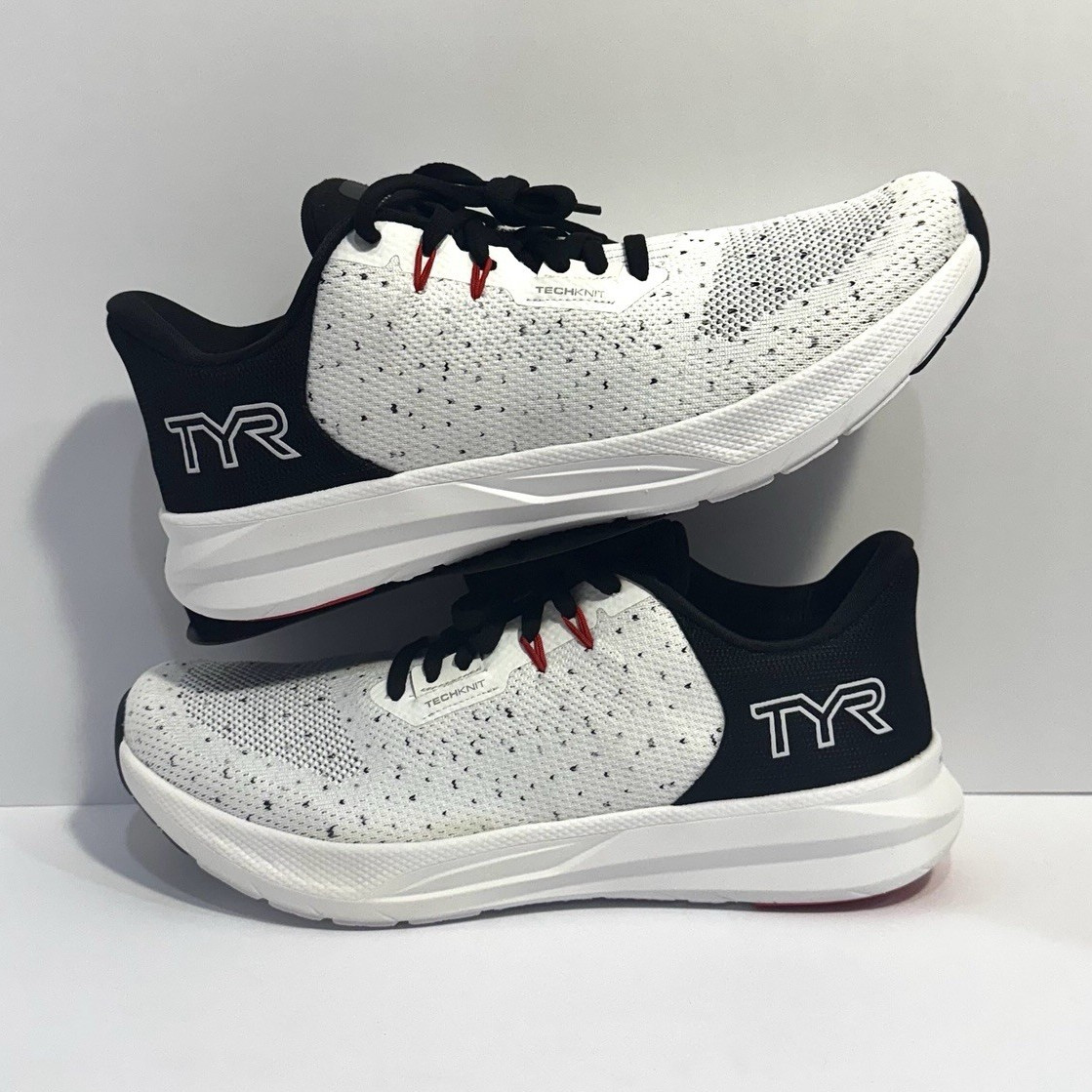 TYR Techknit Running Shoes Men’s 10.5 White Black Speckled Athletic Sneakers