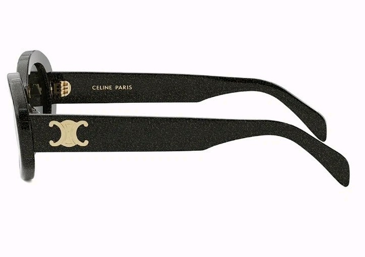 CELINE Triomphe Sunglasses Logo Detail Gold/Black Classic Glitter-Authentic