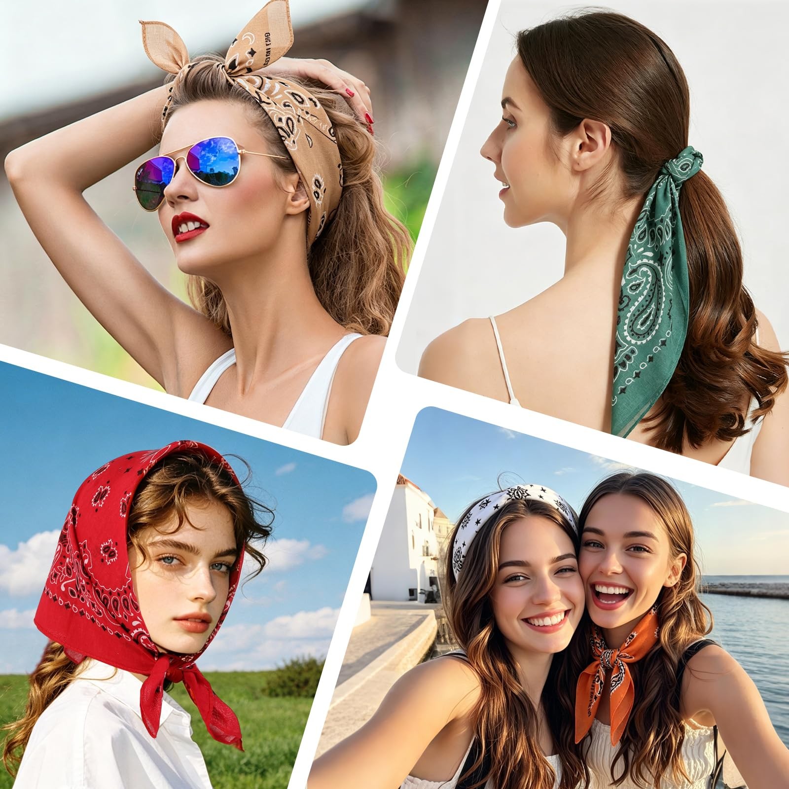 100% Soft Cotton Bandanas for Men and Women, 8 Pack Paisley Classic Colors