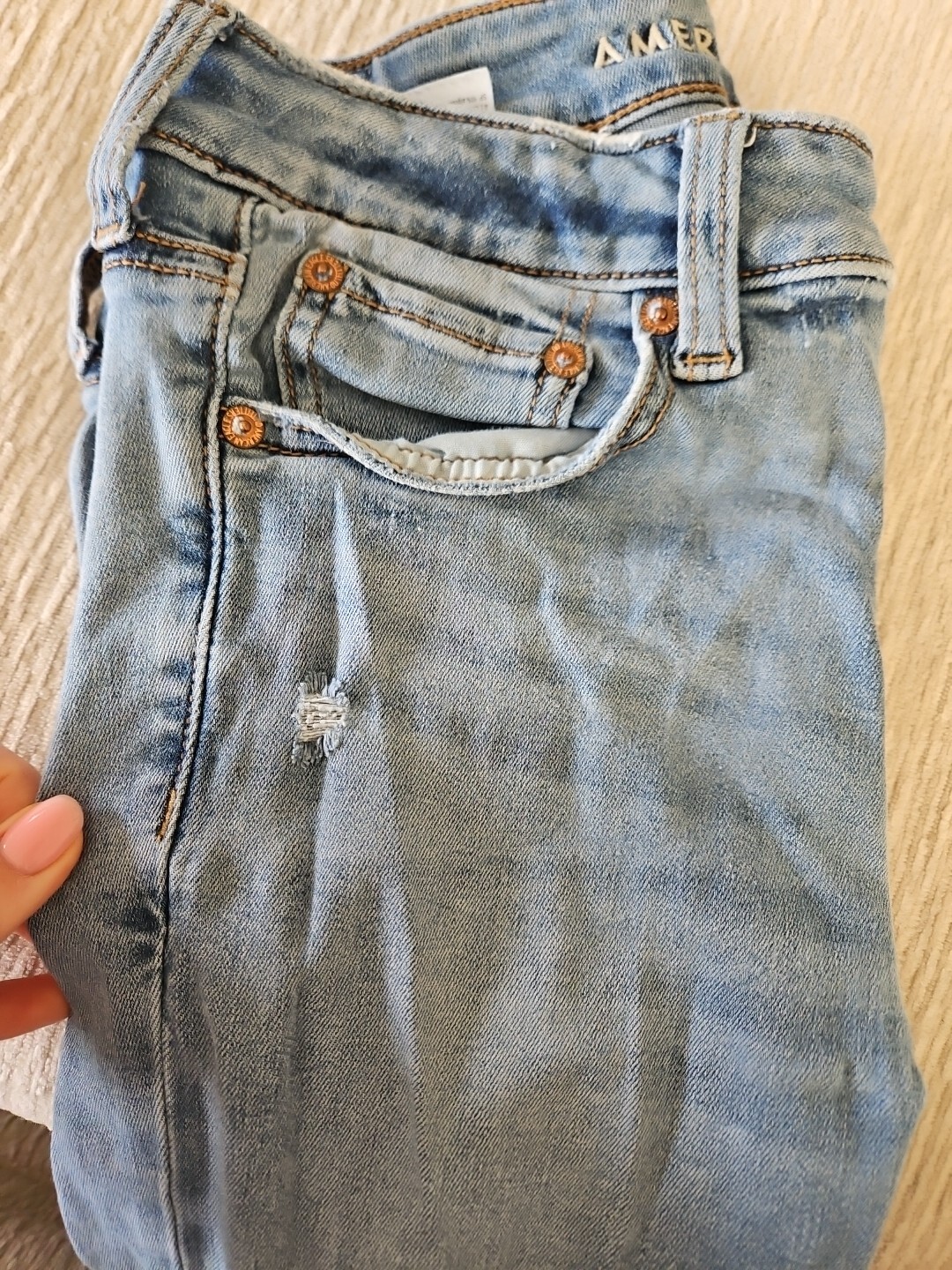 American Eagle Women Size 6 Short Jean Blue Next Level Stretch RN 54485 CA 03873