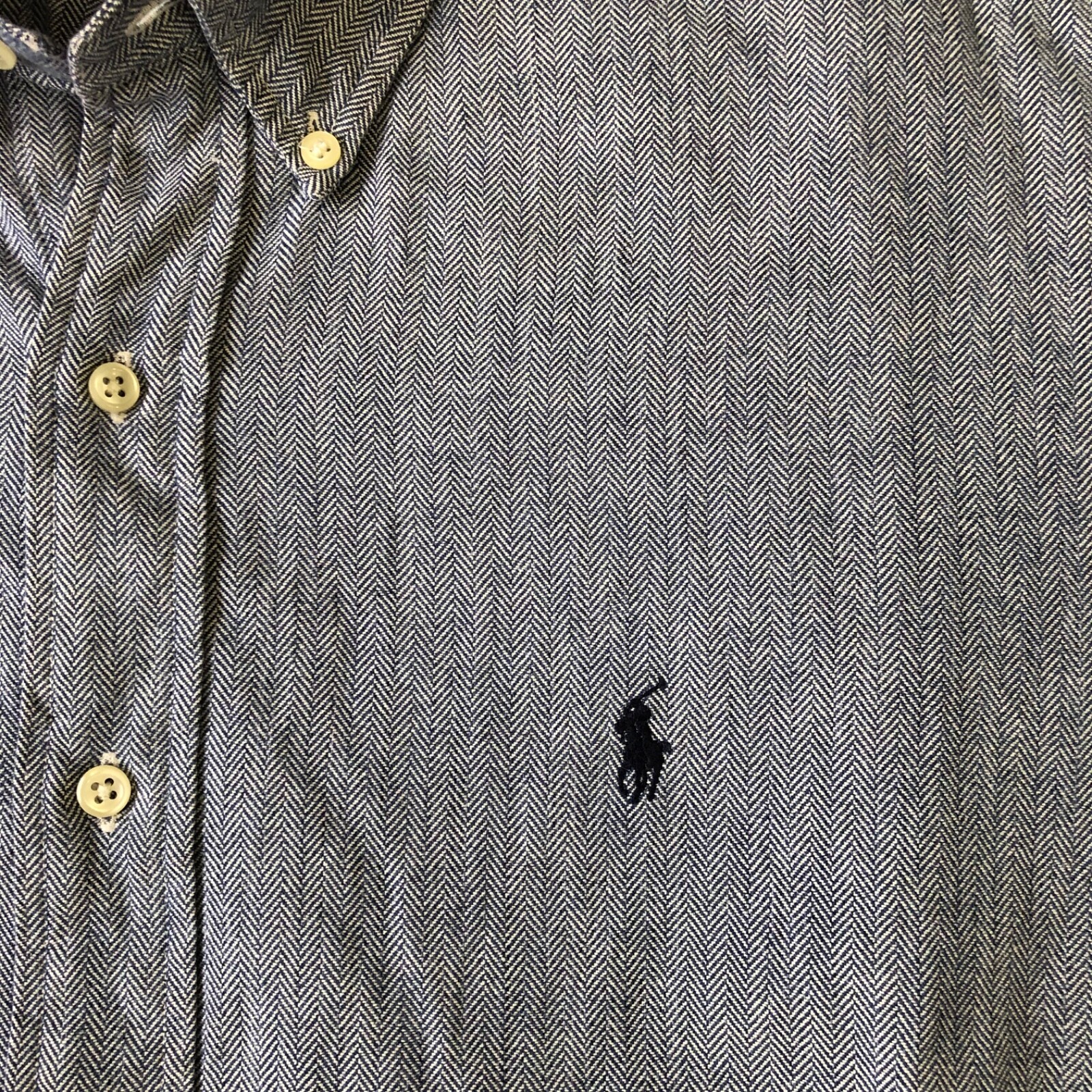 Ralph Lauren Vintage Blake Cotton Herringbone Shirt Blue Excellent Rare
