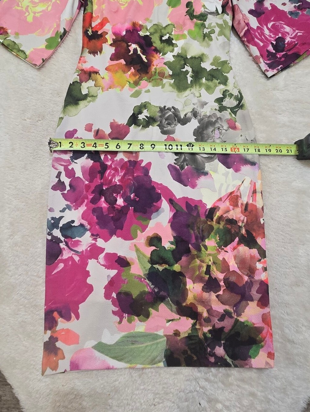 JAX Black Label Floral Cold Shoulder Midi Sheath Dress Bell Sleeve, Size 6