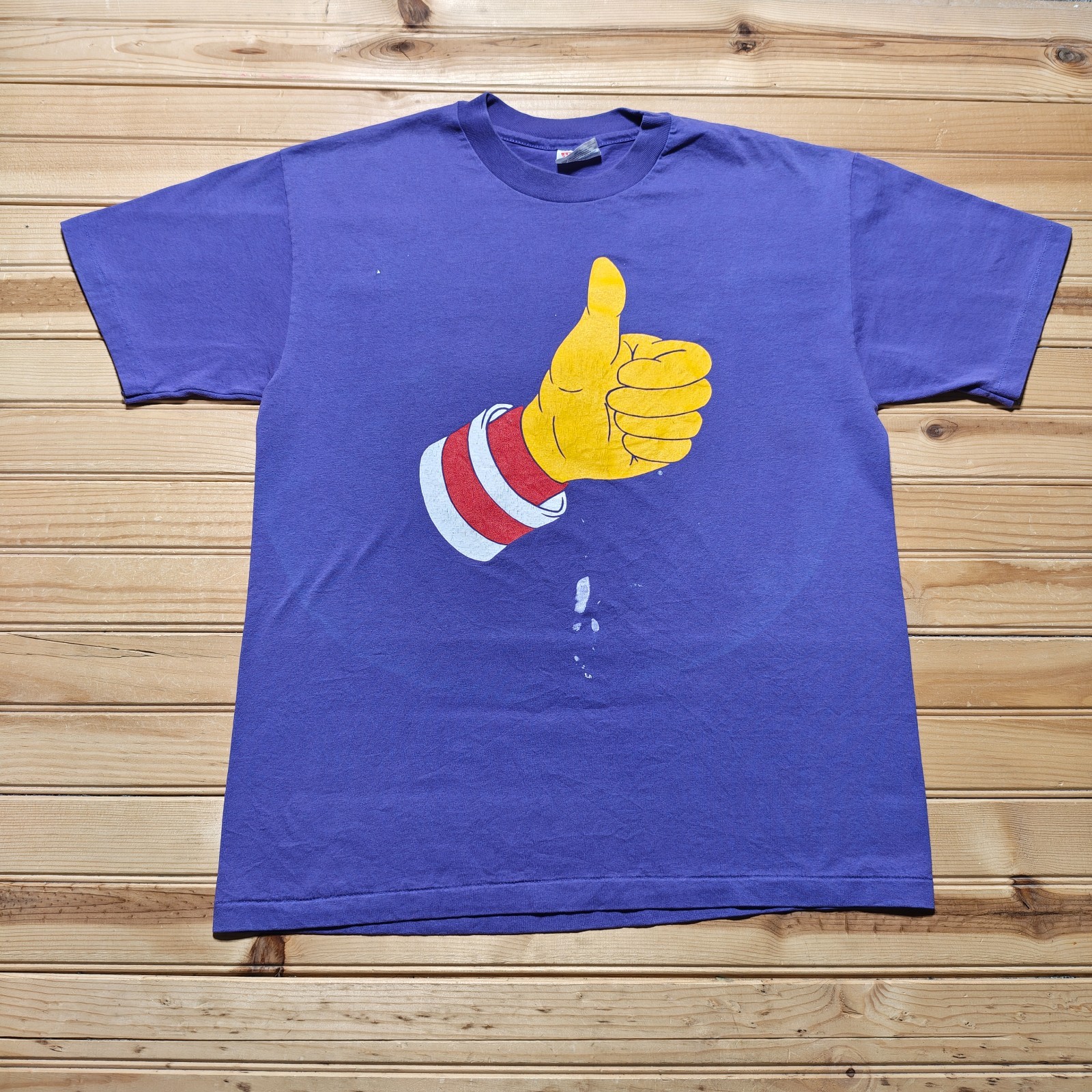 Vintage 90s Hanes Thumbs Up Hand Cartoon Retro Novelty Graphic T-Shirt USA Large