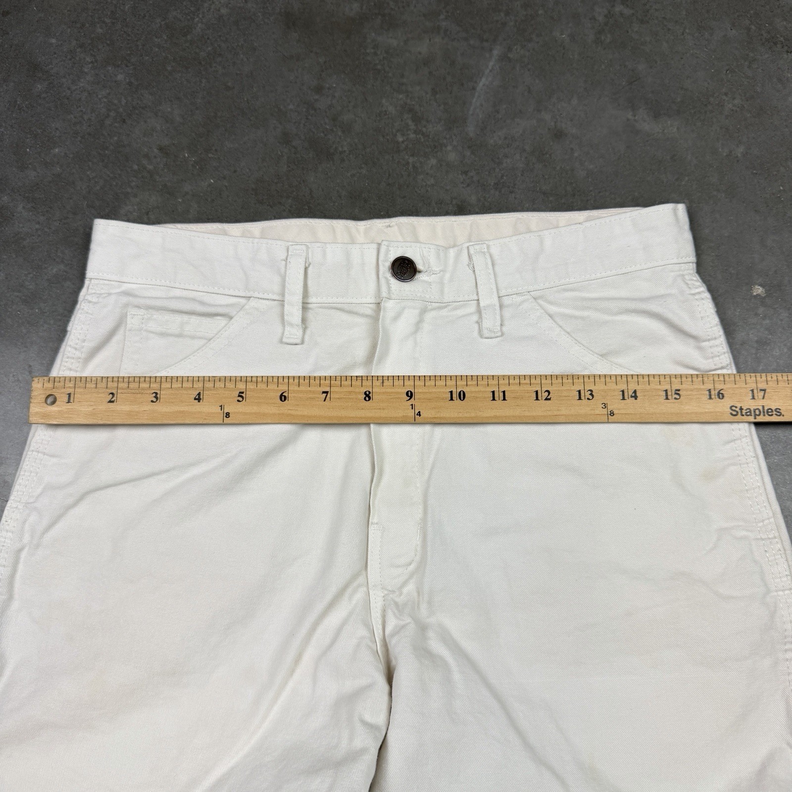 Dickies Carpenter Pants Mens 30×29 White Workwear Flaws Preowned