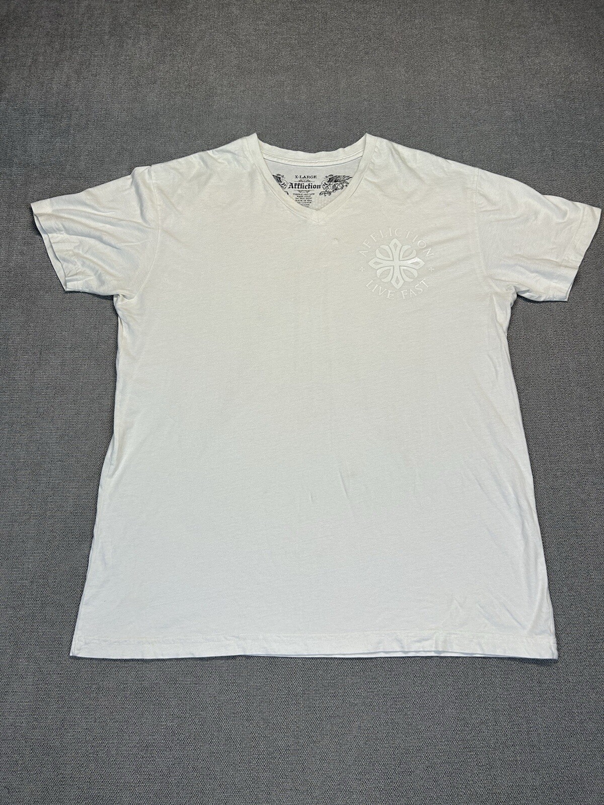 Affliction Shirt Mens Extra Large White Skull Angel Of Death Gothic Grunge