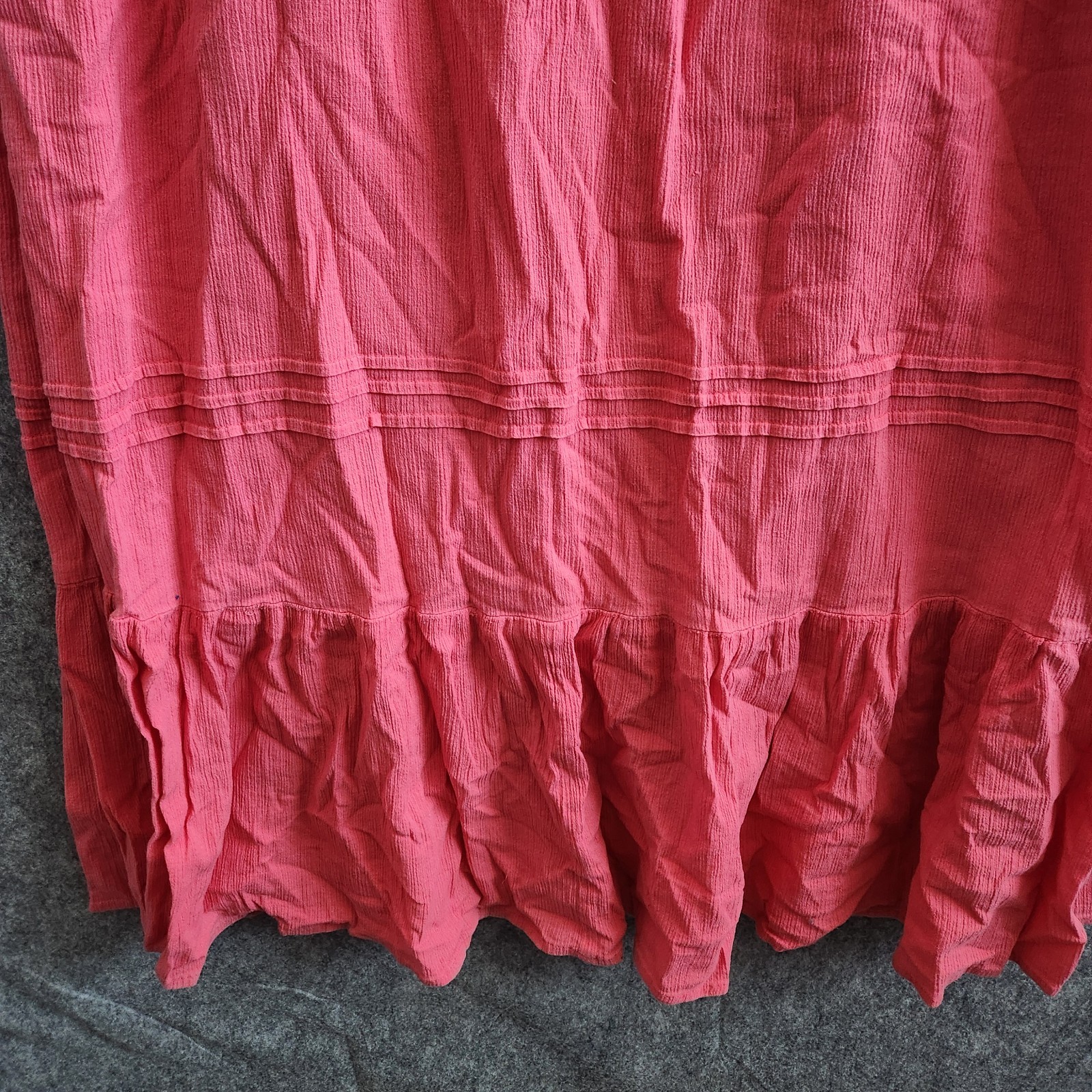 Double D Ranch Western Embroidered Floral Smocked Ruffled Dress Large Pink Tank