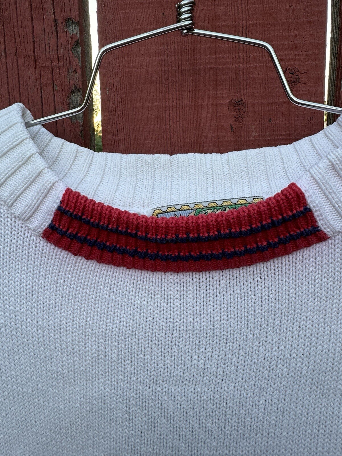 FLAWS Vintage Rowing Boat Knit Sweater Lake Preppy Nautical Summer 4th of July