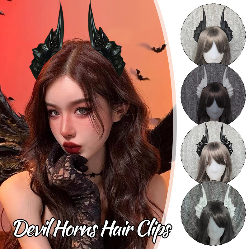 14/19cm Devil Horns Hair Clips Black/White Girl Hair Clips Lolita Cosplay Props